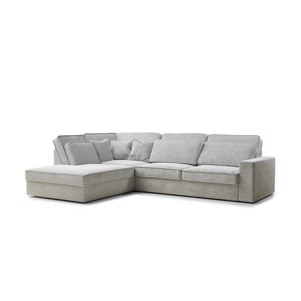 Светлосив шенилов ъглов диван (ляв ъгъл/L форма) Kirou – Maison de Rêve-image-2