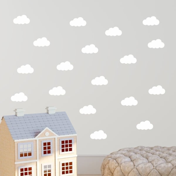 Комплект от 40 бели стикера за стена Cloudy - North Carolina Scandinavian Home Decors