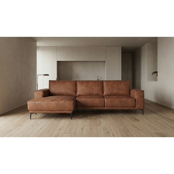 Кафяв ъглов диван от изкуствена кожа (ляв ъгъл) Copenhagen - Scandic-image-4