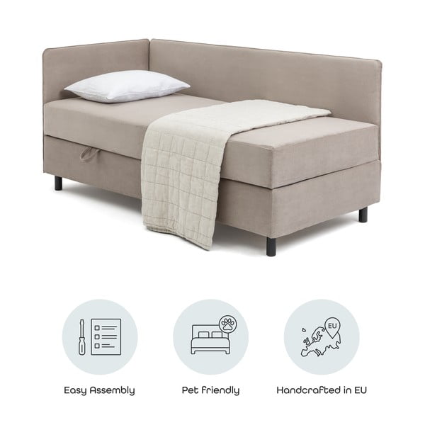 Единично тапицирано легло в кафяво-сив цвят с място за съхранение с включен матрак 90x200 cm Avela – Bonami Selection-image-4