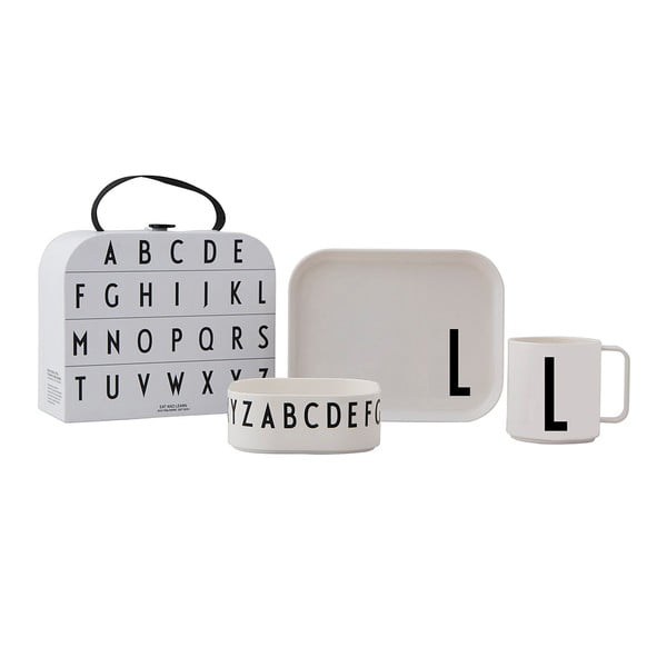 Детски комплект за хранене от 3 части с куфар Класика L A-Z - Design Letters