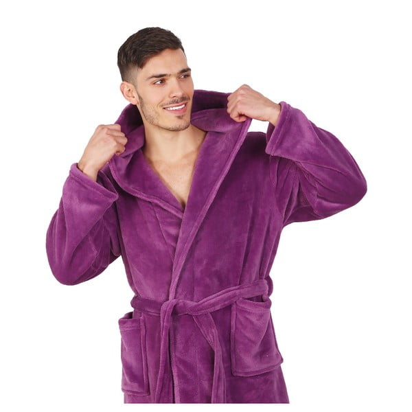 Лилав унисекс халат от микрофибър, размер XS Robby - DecoKing-image-4