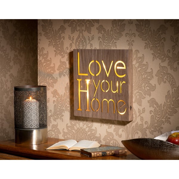 Obraz se svítícím nápisem Love Your Home, 30x30 cm