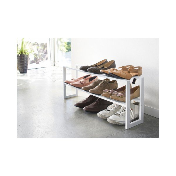 Бяла метална телескопична стойка за обувки Line - YAMAZAKI-image-2