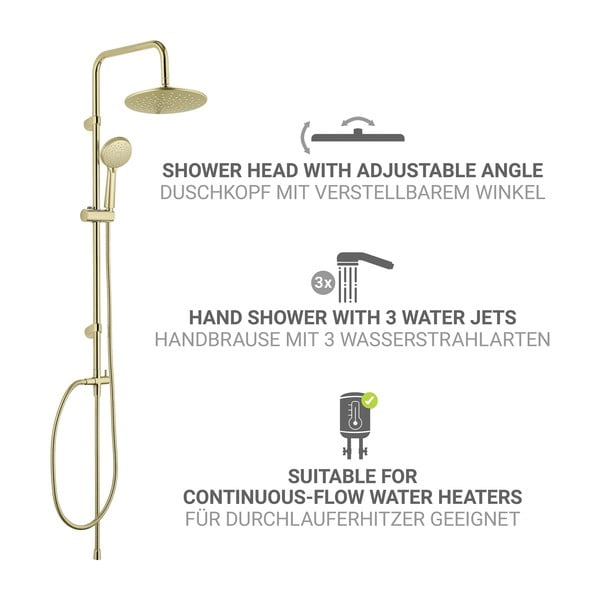 Матово златист душ комплект от неръждаема стомана 101 cm Young Line – Wenko-image-3