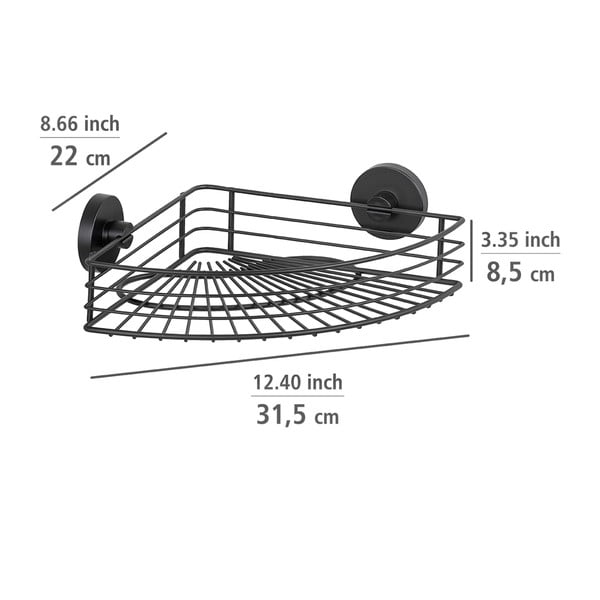 Черен ъглов рафт за баня Vacuum-Loc® Bari - Wenko-image-2