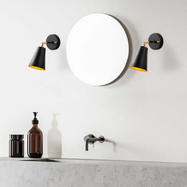 Черна/ в златист цвят стенна лампа ø 10 cm Evander – Opviq lights-image-2