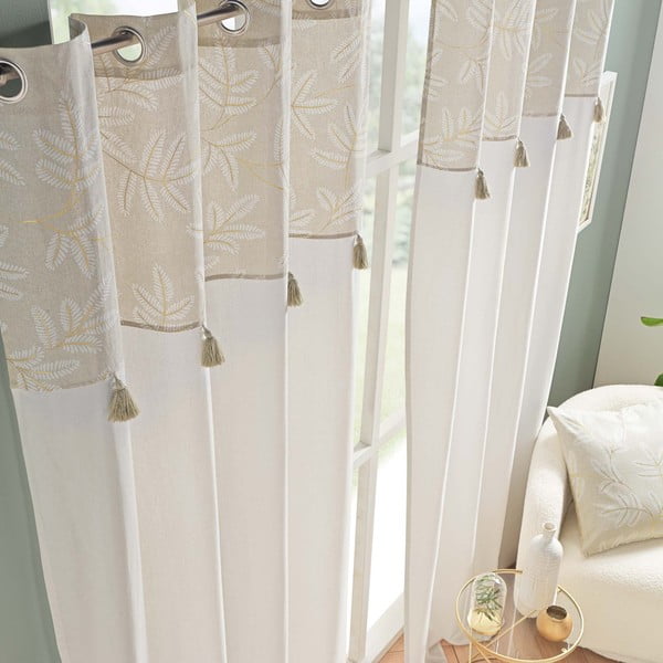 Бяло/бежово перде със смес от памук 140x240 cm Altea – douceur d'intérieur-image-3