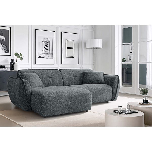 Тъмносив шенилов ъглов диван (ляв ъгъл) Nelia – Ropez-image-1