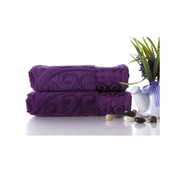 Set dvou ručníků Hanzade Purple, 50x90 cm