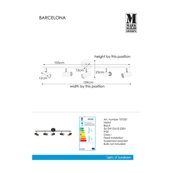 Черно таванно осветително тяло Barcelona - Markslöjd-image-2