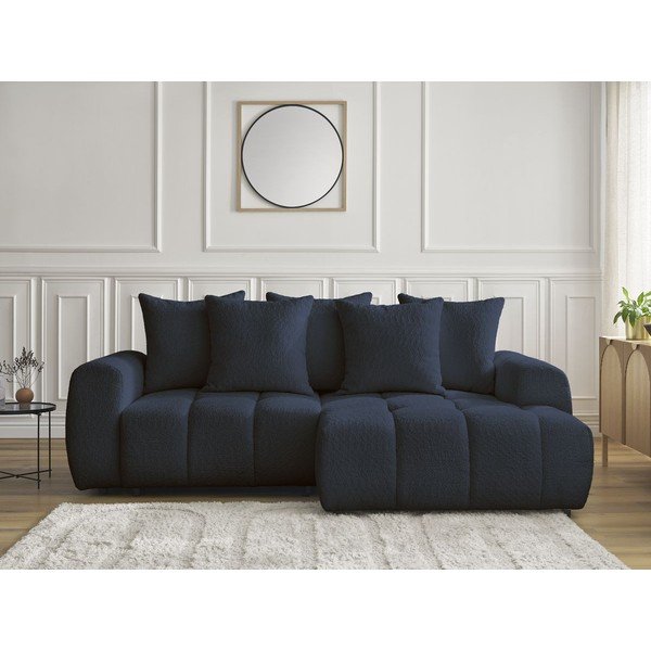 Син  разтегателен ъглов диван с място за съхранение от букле (десен ъгъл) Roxelane – Bobochic Paris-image-1