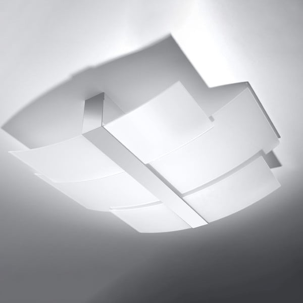 Бяло осветително тяло за таван със стъклен абажур 53x61 cm Marett – Nice Lamps