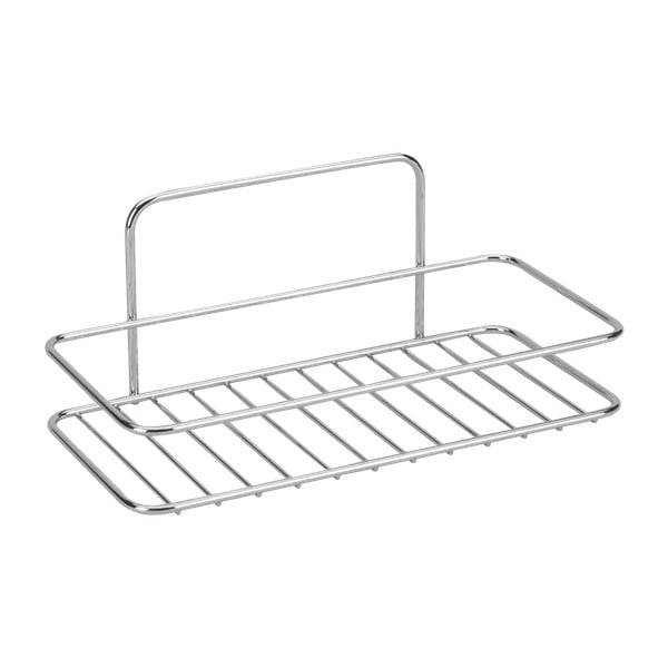 Висящ стоманен рафт за баня без пробиване в блестящо сребрист цвят Luxy – Metaltex