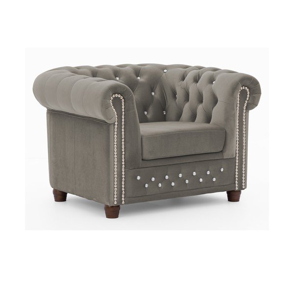 Сиво кадифено кресло честърфийлд York Blik – Ropez