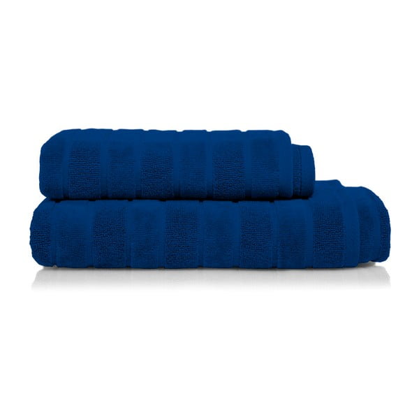 Set tmavě modré osušky a ručníku z bavlny Maison Carezza Siena