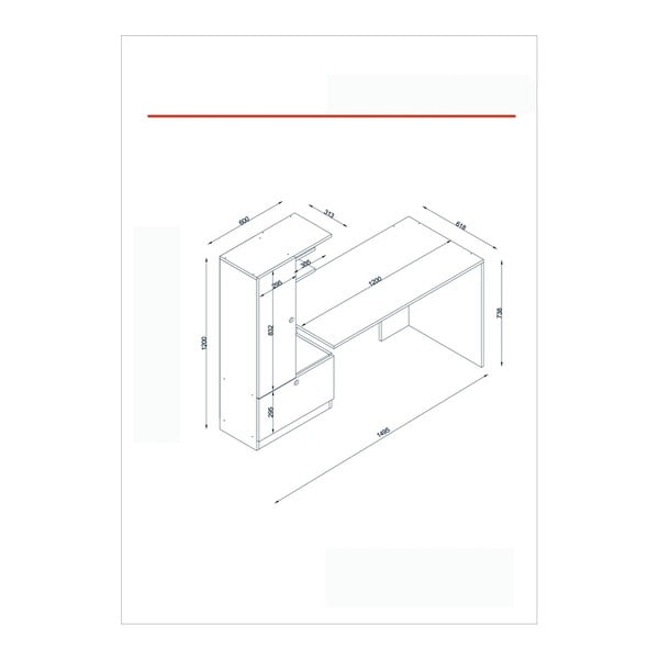 Работна маса 62x120 cm Domingos – Furny Home-image-3