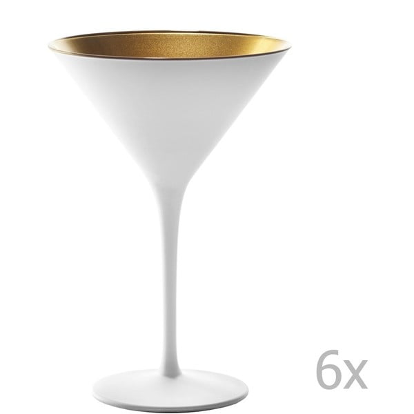 Sada 6 bílo-zlatých sklenic na koktejly Stölzle Lausitz Olympic Cocktail, 240 ml