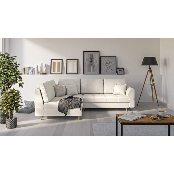 Кремав ъглов диван (ляв ъгъл) Ariella - Ropez-image-1