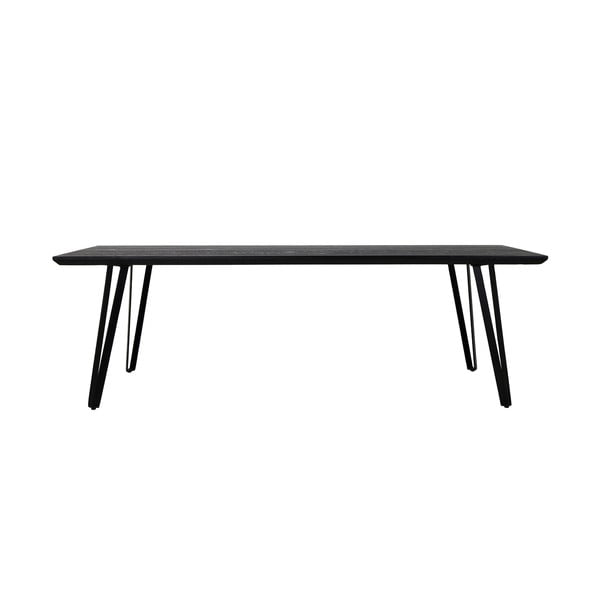Черна трапезна маса с дъбова дървена плоскост 100x220 cm Mylau – Light & Living
