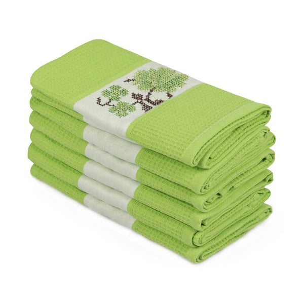 Комплект от 6 зелени кърпи от чист памук Simplicity, 45 x 70 cm - Mijolnir