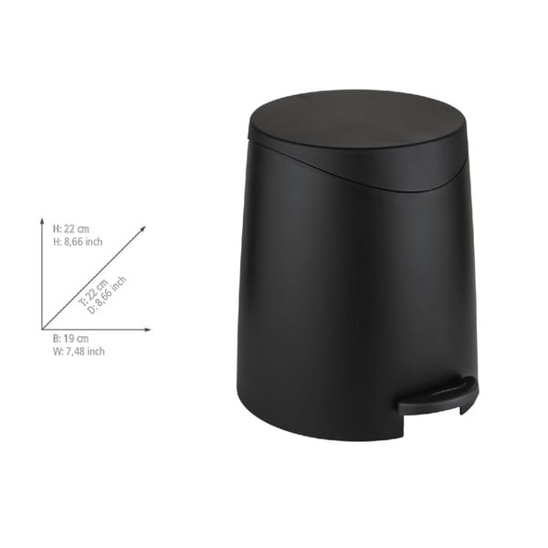 Черно пластмасово кошче за боклук с педал 3 l Portes – Allstar-image-3