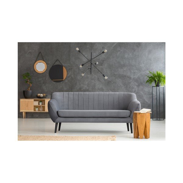 Šedá pohovka pro tři Mazzini Sofas Toscane, černé nohy-image-3