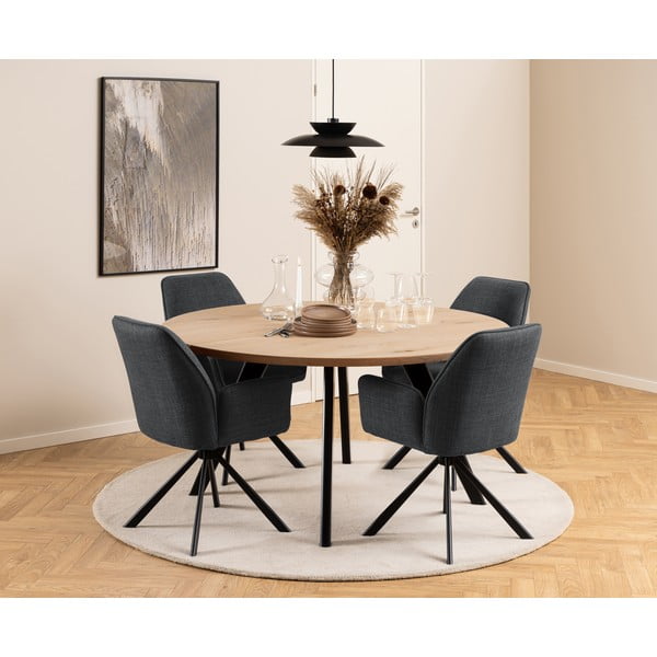 Тъмносиви тапицирани трапезни столове в комплект с подлакътници 2 бр. Glenda – Actona-image-1