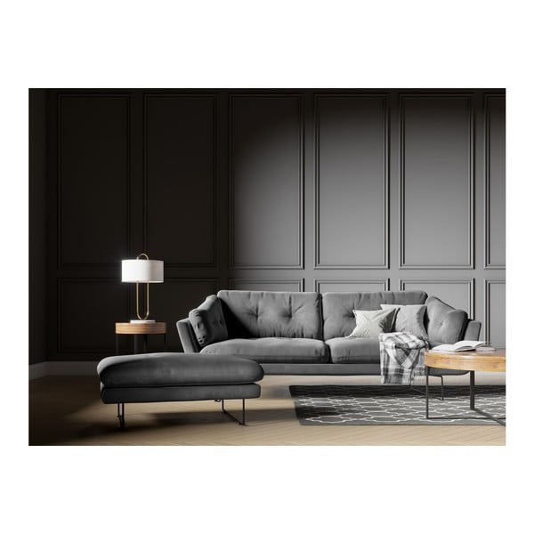 Сив пуф с кадифена покривка Gravity - Windsor & Co Sofas-image-3