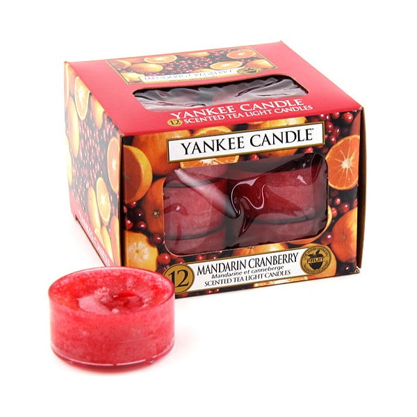 Комплект от 12 ароматни свещи Мандарина с червена боровинка, време на горене 4 часа Mandarin Cranberry - Yankee Candle