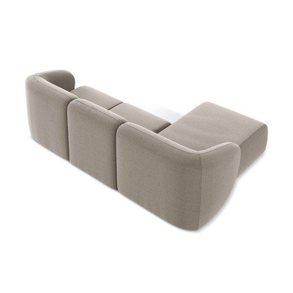 Светлокафяв кадифен ъглов диван (ляв ъгъл) Lani – Makamii-image-3