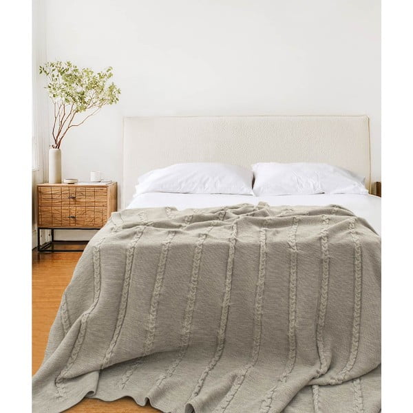 Бежово покривало за легло 200x220 cm Trenza – Oyo Concept-image-2