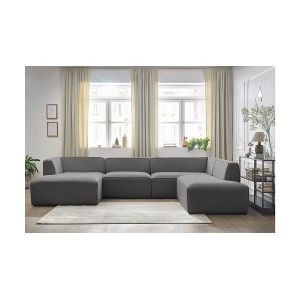 Тъмносив модулен ъглов диван (десен ъгъл/U форма) Megeve – Bobochic Paris-image-1