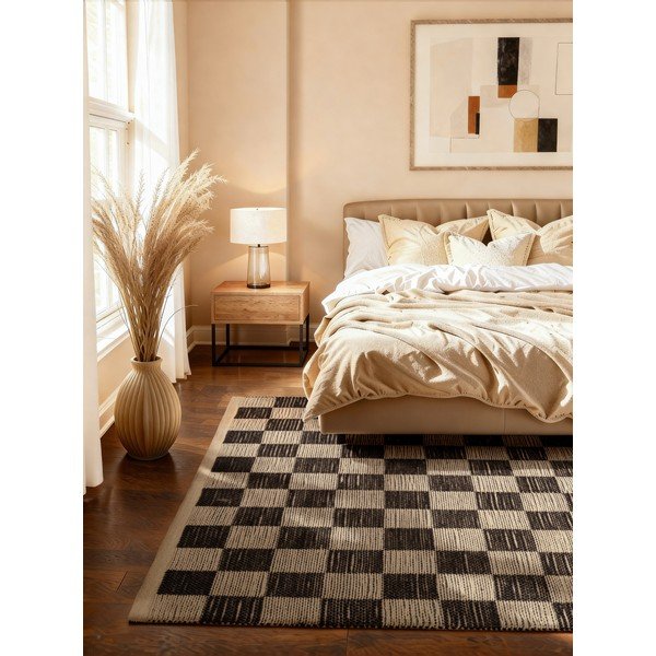 Черен/кремав двустранен/ръчно изработен килим със смес от юта 160x230 cm Rex – Hanse Home-image-1