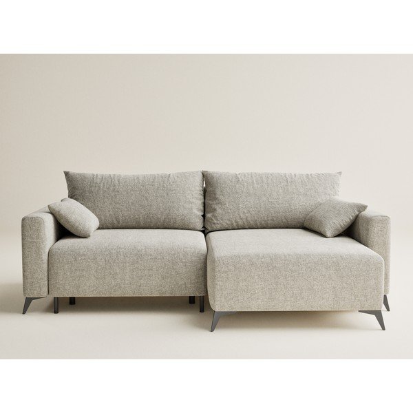 Бежов шенилов сгъваем/с място за съхранение ъглов диван (десен ъгъл) Leon – Maison de Rêve-image-2