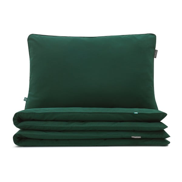 Тъмнозелено памучно спално бельо за единично легло , 140 x 200 cm - Mumla