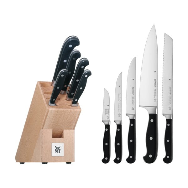 Комплект от 5 ножа, изработени от специално кована неръждаема стомана и кухненски блок Spitzenklasse Plus - WMF