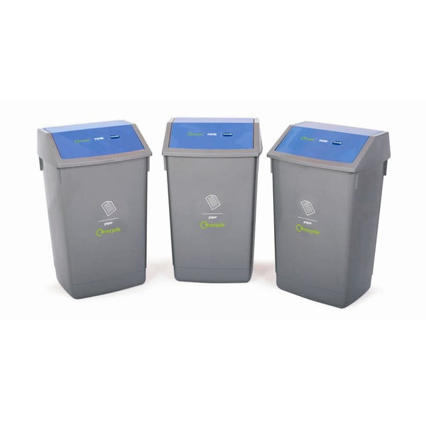 Комплект от три контейнера за рециклиране със син капак , 41 x 33,5 x 68 cm - Addis