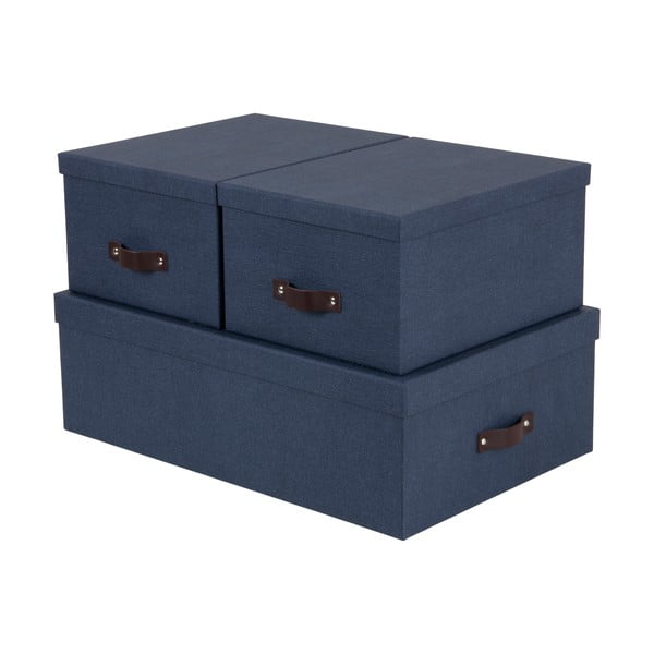 Комплект от 3 сини кутии за съхранение Inge - Bigso Box of Sweden