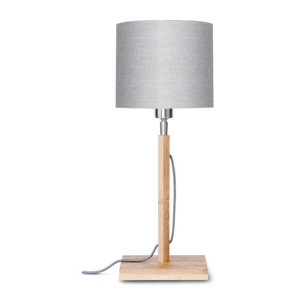 Настолна лампа със светлосив абажур и конструкция от бамбук Fuji - Good&Mojo