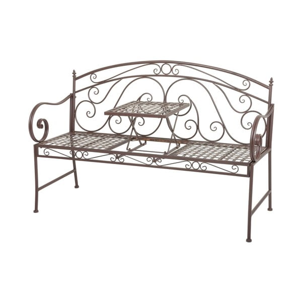 Кафява метална градинска пейка Saket – Garden Pleasure-image-2