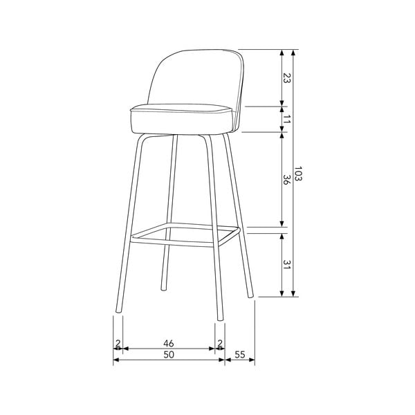 Светлосин кадифен бар стол (височина на седалката 79 cm) Vogue – WOOOD-image-2