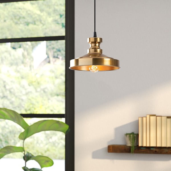 Висящо осветително тяло в златисто с метален абажур ø 22 cm Berceste – Opviq lights-image-1