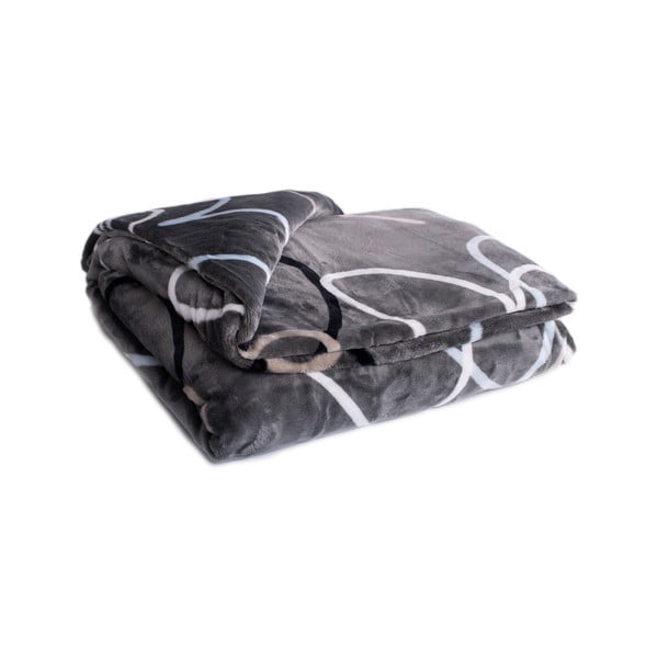 Сиво-кафяво одеяло от микроплюш Сърце, 150 x 200 cm - My House