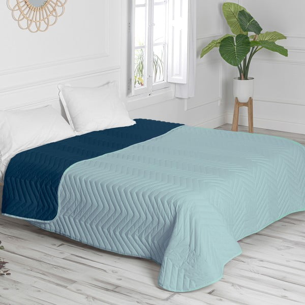 Памучна ватирана покривка за легло в мента и синьо 240x260 cm Arista - Happy Friday