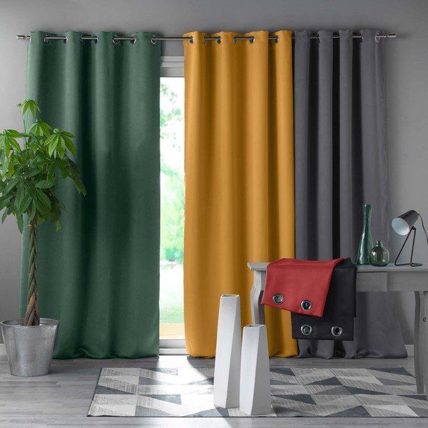 Затъмняващо перде в цвят жълта охра 135x240 cm Occult – douceur d'intérieur-image-2