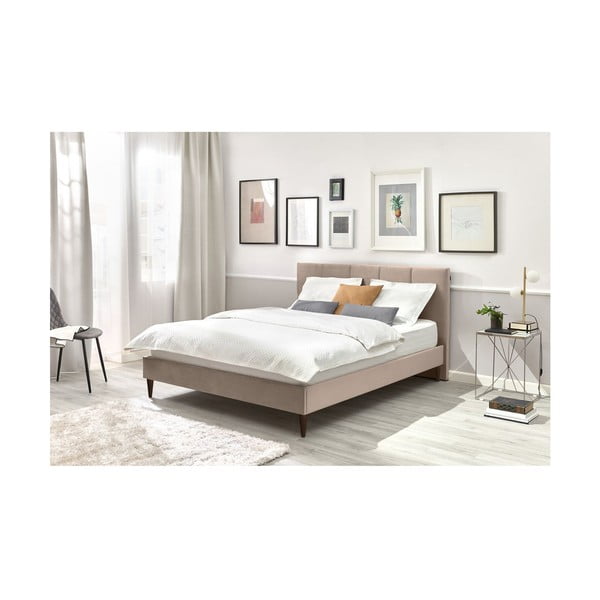 Бежово тапицирано двойно легло с решетка 160x200 cm Vivara - Bobochic Paris-image-4