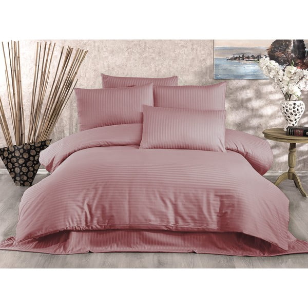 Розово памучно спално бельо от сатен за двойно легло 200x200 cm Lilyum - Mijolnir