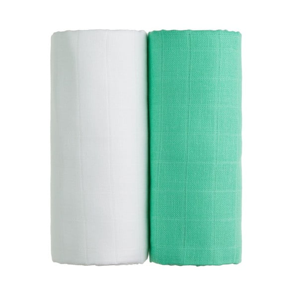 Комплект от 2 памучни кърпи за баня в бяло и зелено , 90 x 100 cm Tetra - T-TOMI
