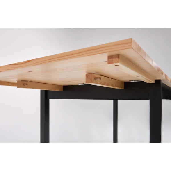 Сгъваема маса за хранене от бор с черна конструкция , 120 (200) x 70 cm Brisbane - Bonami Essentials-image-4
